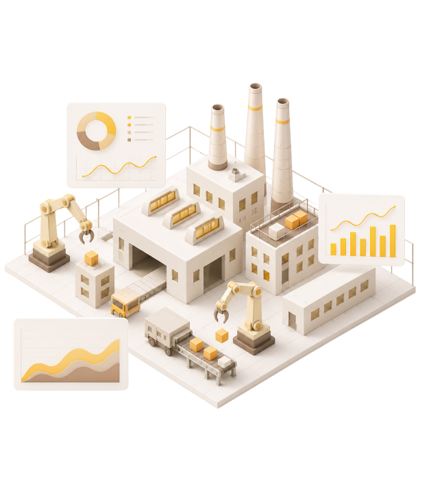 AI-powered smart manufacturing factory illustration